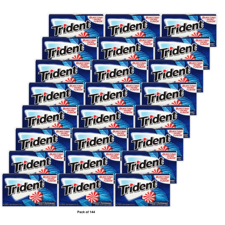 Trident Peppermint Sugar Free Gum, 14 Ct (Pack of 144)