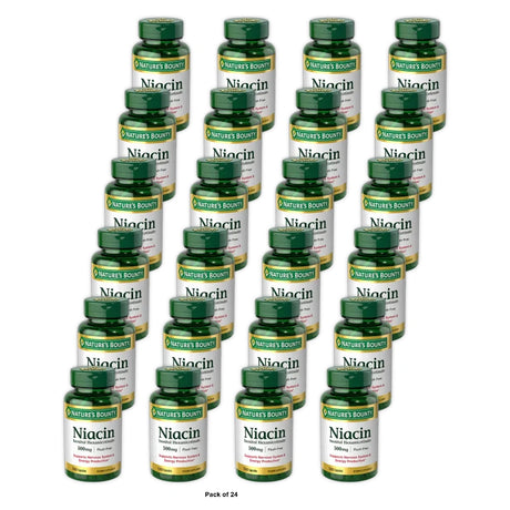 Nature’s Bounty Flush Free Niacin 500 mg Capsules for Energy Metabolism 120 Ct (Pack of 24)