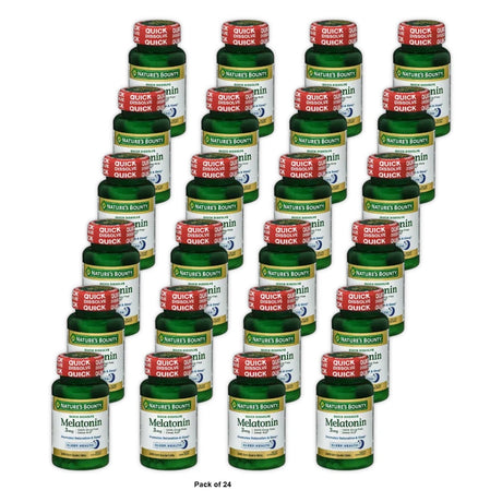 Nature’s Bounty Melatonin 3mg, 100% Drug Free Sleep Aids for Adults, Supports Re (Pack of 24)
