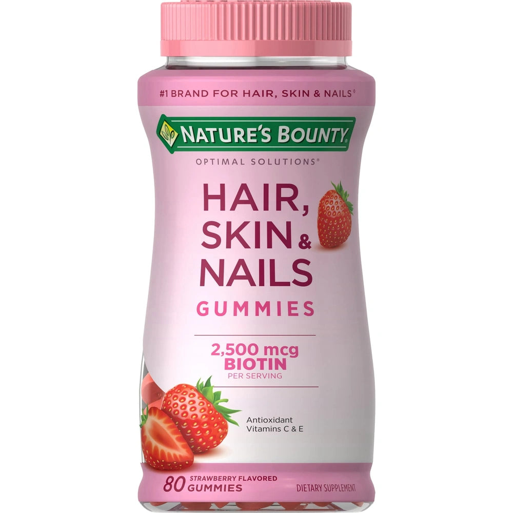 Nature s Bounty Optimal Solutions Hair Skin & Nails Vitamin Gummies with Biotin (Pack of 12)