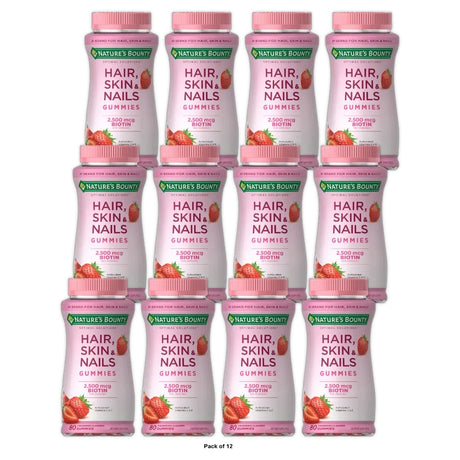 Nature s Bounty Optimal Solutions Hair Skin & Nails Vitamin Gummies with Biotin (Pack of 12)