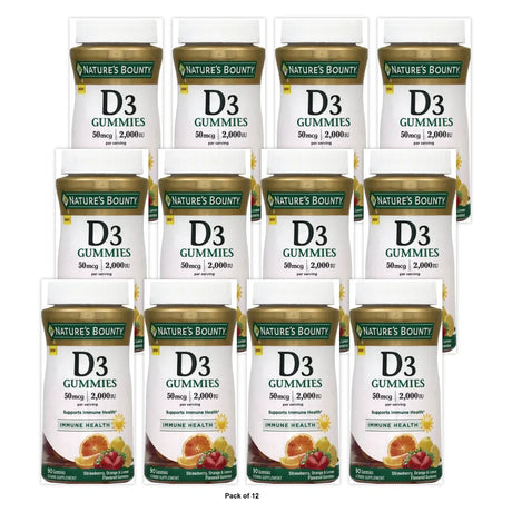 Nature s Bounty Vitamin D3 Gummies 50 mcg 2000 IU 90 Ct 12.16 Oz (Pack of 12)