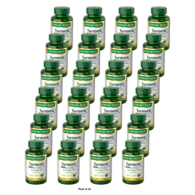 Nature’s Bounty Turmeric Supplement + Black Pepper Extract 1000mg 60 Ct (Pack of 24)