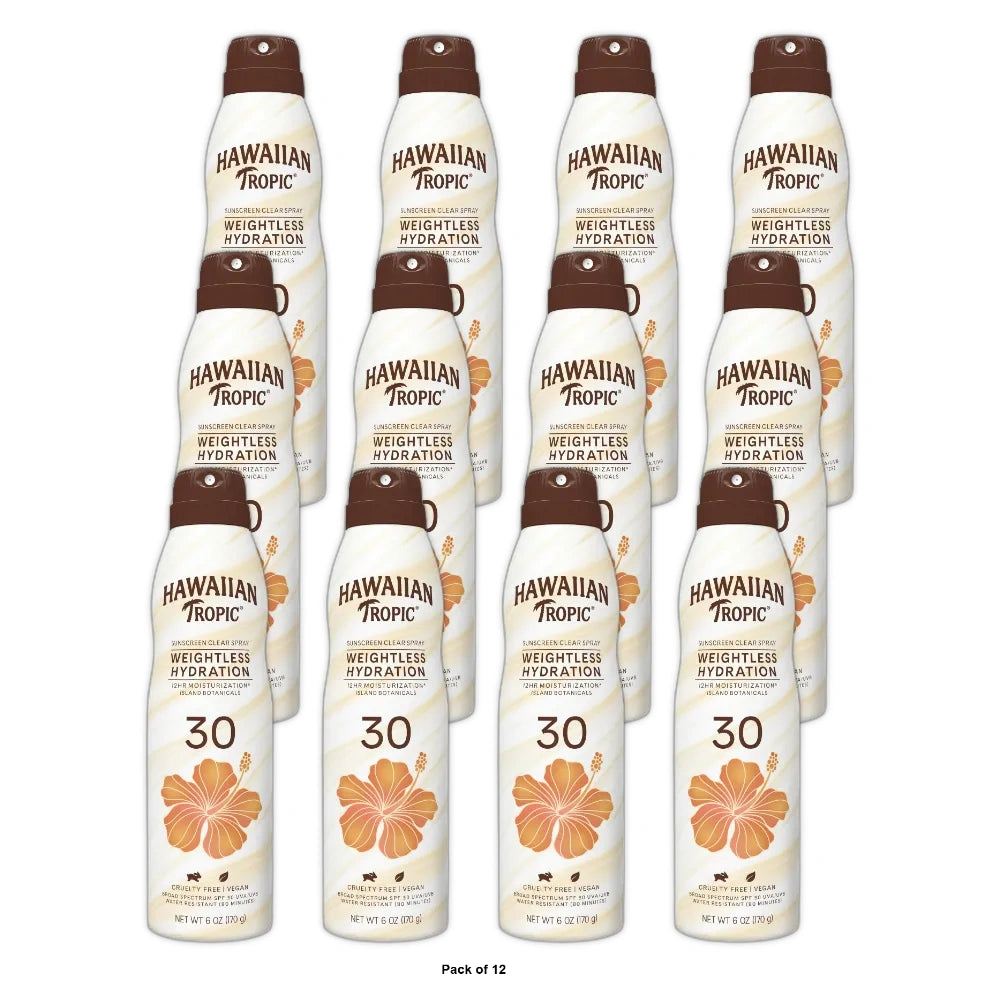 Hawaiian Tropic Silk Hydration Weightless Sunscreen C-Spray - SPF 30 - 6 fl Oz (Pack of 12)