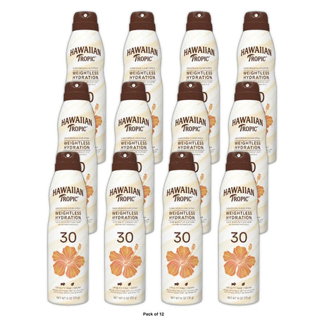 Hawaiian Tropic Silk Hydration Weightless Sunscreen C-Spray - SPF 30 - 6 fl Oz (Pack of 12)