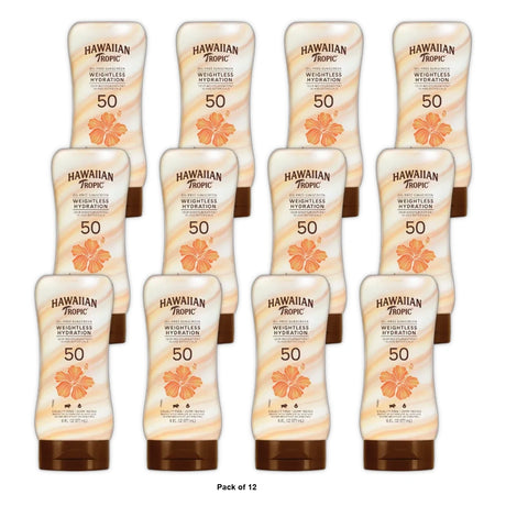 Hawaiian Tropic Weightless Hydration Lotion Sunscreen SPF 50 6 fl Oz (Pack of 12)