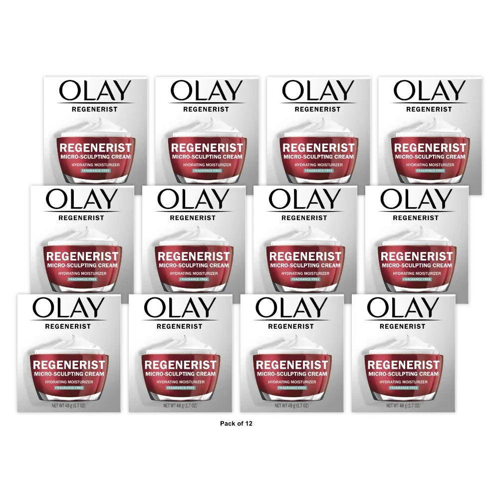 Olay Regenerist Face Moisturizer Micro-Sculpting Cream - Fragrance Free 1.7 oz (Pack of 12)