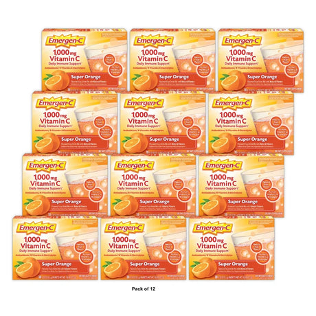 Emergen-C Vitamin C Drink Mix Powder Packets - Super Orange - 30ct 9.6Oz (Pack of 12)