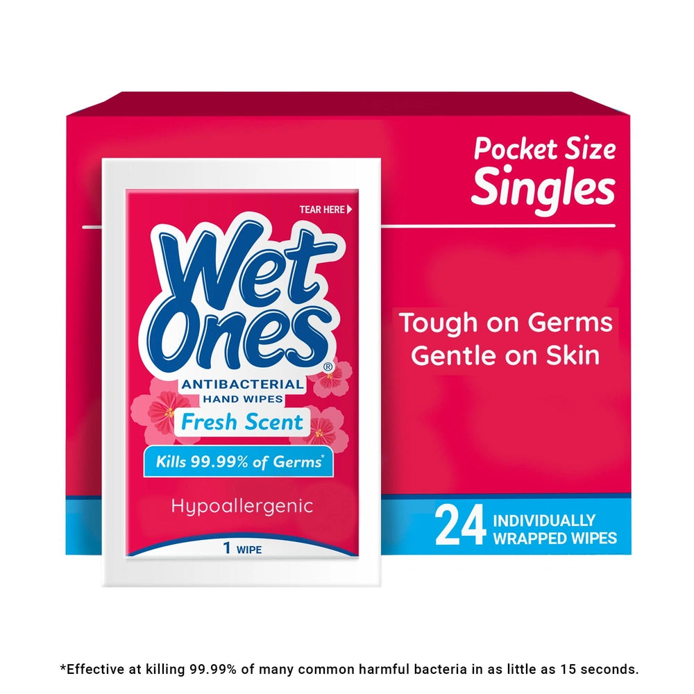 Wet Ones Antibacterial Hand Wipes Singles (Pack of 10)
