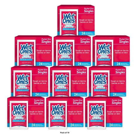 Wet Ones Antibacterial Hand Wipes Singles (Pack of 10)