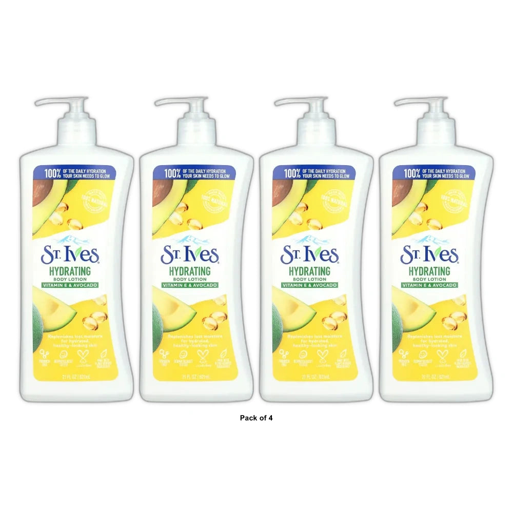 St. Ives Hydrating Hand & Body Lotion Vitamin E & Avocado 21oz (Pack of 4)