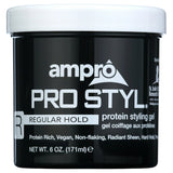 Ampro Pro Styl Regular Hold Protein Styling Gel Resistent Hair Moisturi 6 OZ (Pack of 12)