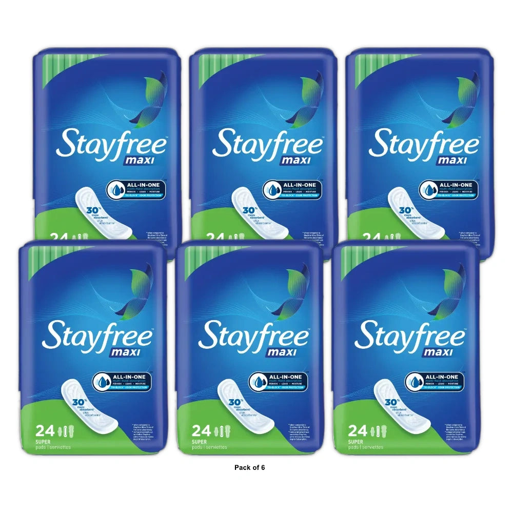 Stayfree Maxi Pads (without Wings) Unscented Super (Pack of 6)