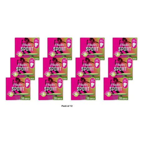 Playtex Sport Plastic Tampons Unscented Super Absorbency - 36ct (Pack of 12)