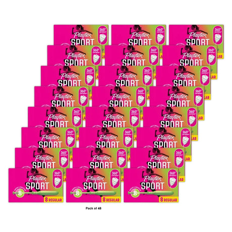 Playtex Sport Plastic Tampons Unscented, Regular - 8.0 ea (Pack of 48)