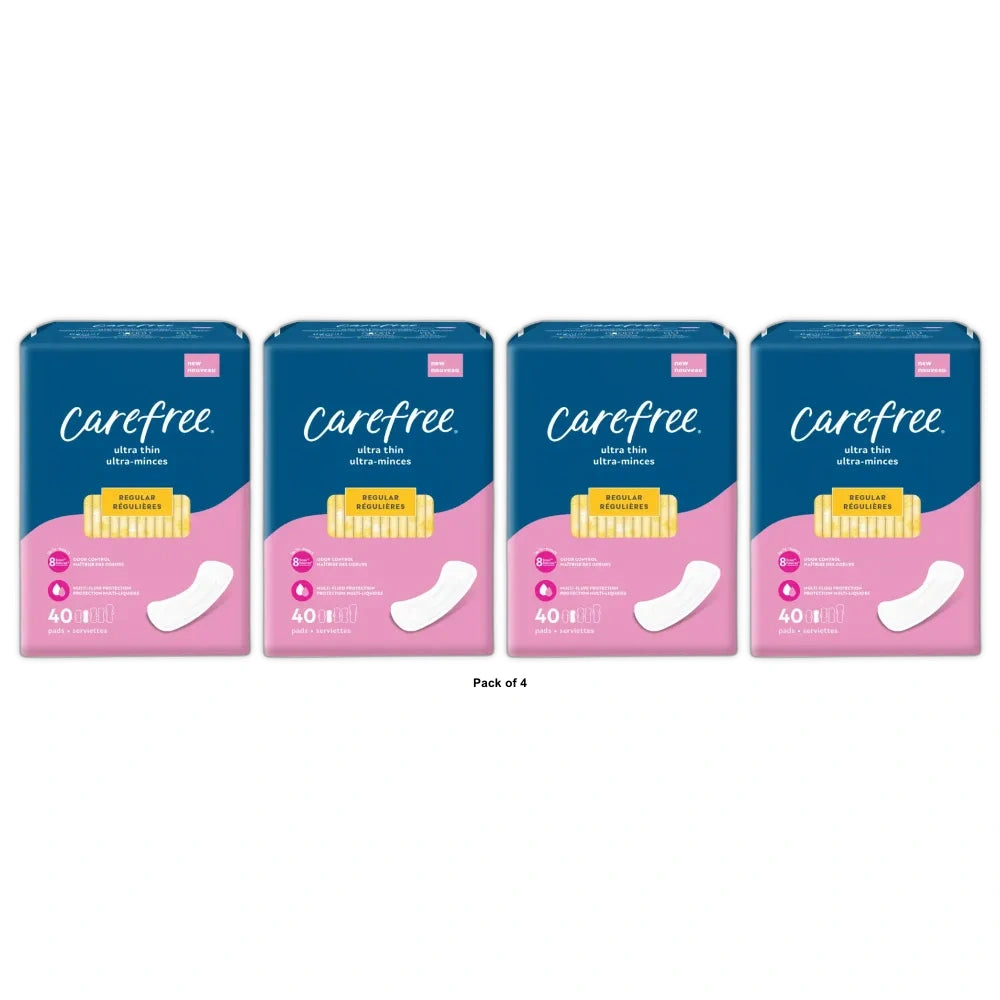 Carefree, Ultra Thin, Regular, 40 Pads (Pack of 4)