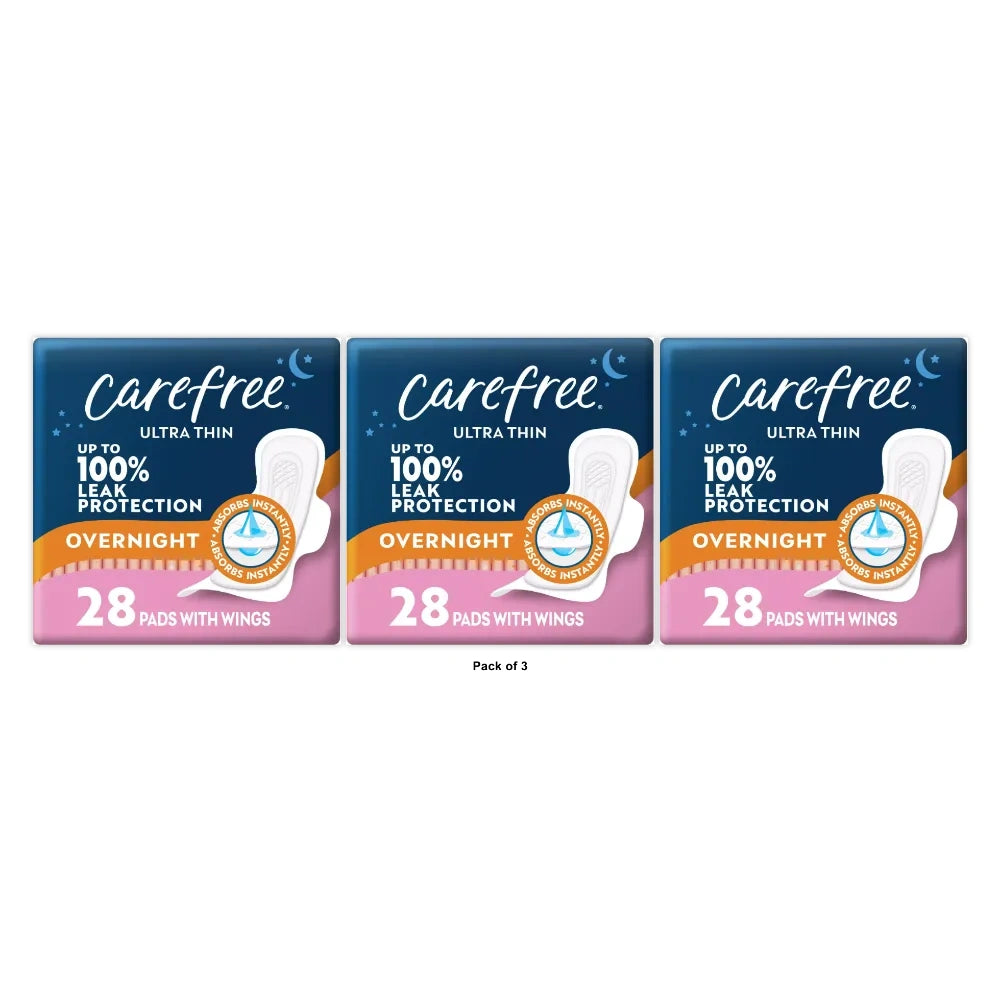 Carefree Ultra Thin Overnight Pads with Wings - (Pack of 3)