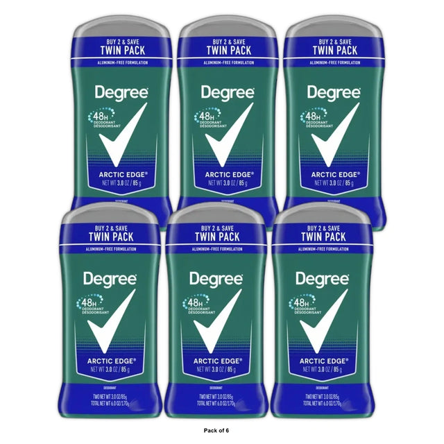 Degree Long Lasting Men s Deodorant Stick Twin Pack Arctic Edge 3 Oz (Pack of 6)