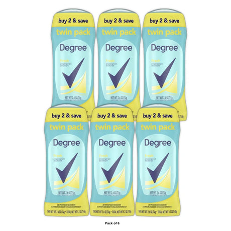 Degree Long Lasting Antiperspirant Deodorant Stick Twin Pack Fresh 2.6 Oz (Pack Of 6)