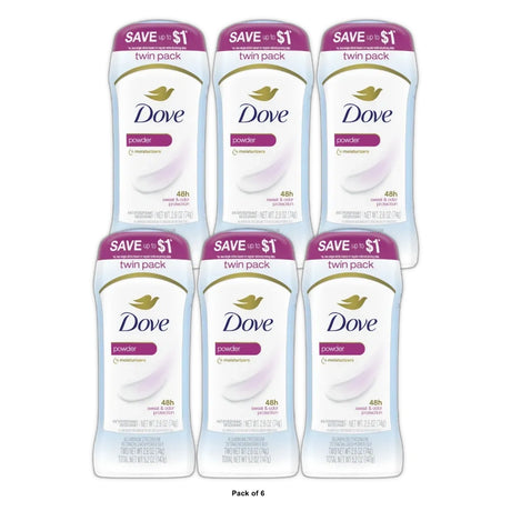 Dove Beauty Powder 48-Hour Invisible Solid Antiperspirant &Amp; Deodorant Stick - 1. 2.6 Oz (Pack Of 6)