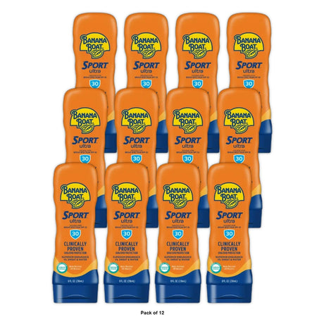Banana Boat Sport Ultra SPF 30 Sunscreen Lotion Sport Sunscreen Adult Sunblock 8Oz (Pack of 12)