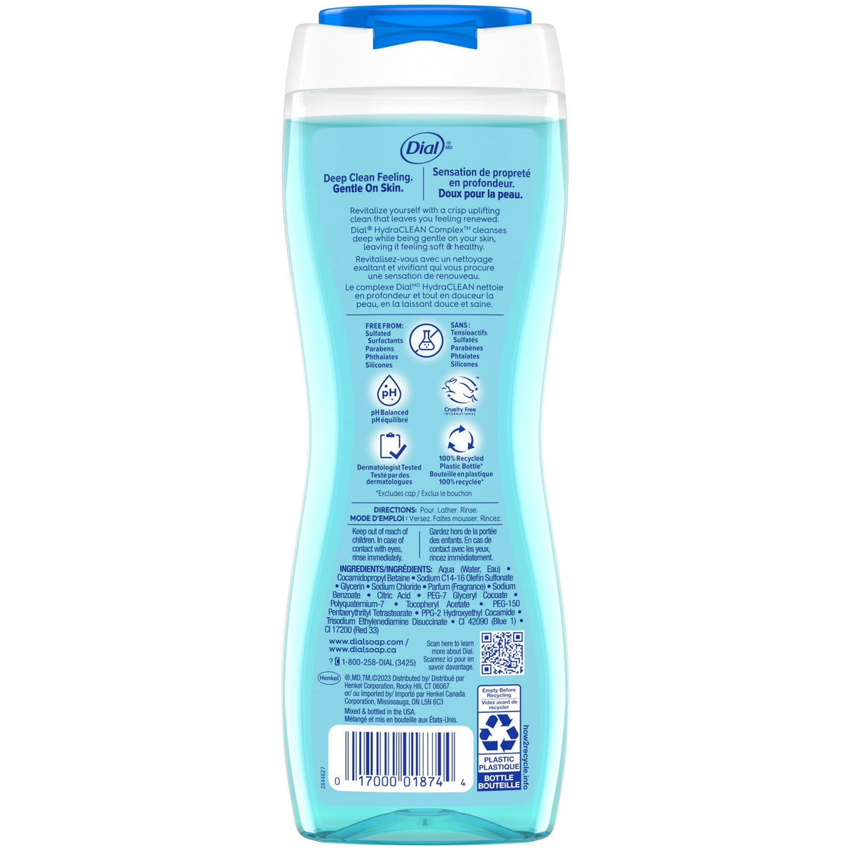 Dial Body Wash Refresh & Renew Spring Water 16 FL OZ (Pack of 6)