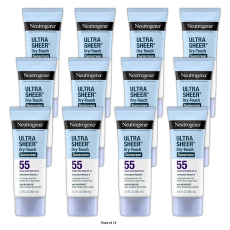Neutrogena Ultra Sheer Dry Touch Sunscreen Lotion, SPF 55 3 fl Oz(Pack of 12)