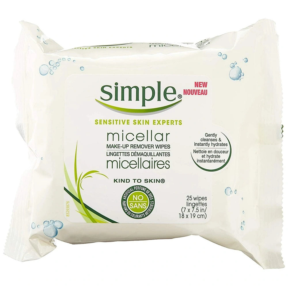 Simple Kind to Skin Cleansing Wipes Micellar 25 Wipes (Pack of 6)