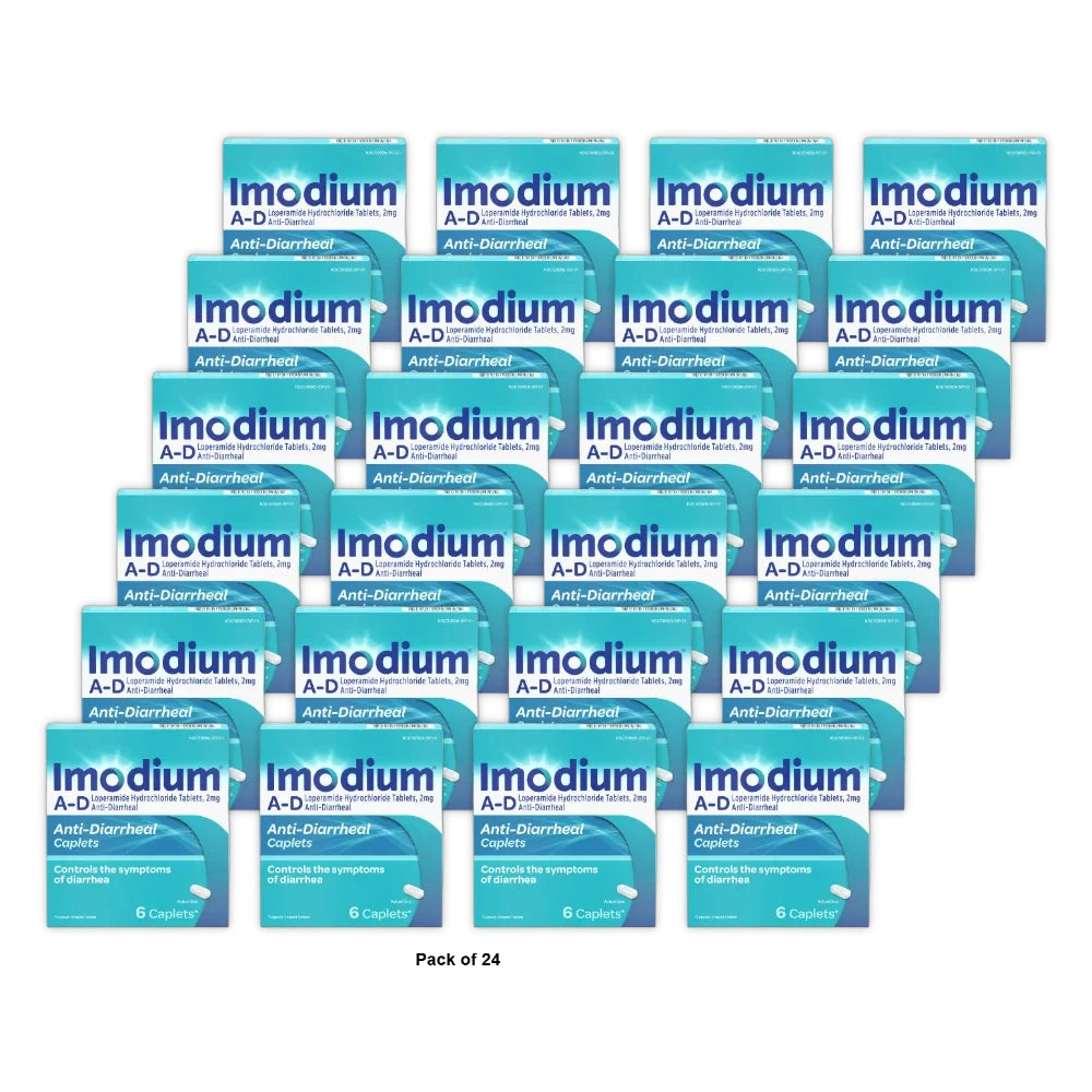 Imodium A-D Loperamide Hydrochloride Diarrhea Relief Caplets - 6 Ct. 0.48 Oz (Pack Of 24)