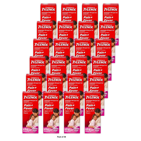 Tylenol Children's Oral Suspension Medicine with Acetaminophen, Bubble Gum, 4 Fl Oz (Pack of 36)