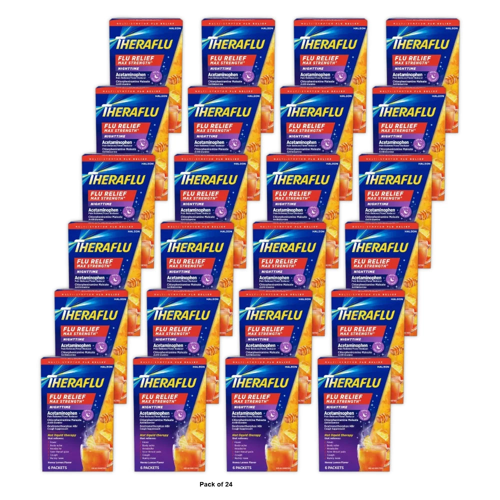 TheraFlu Max Strength Nighttime Flu Relief Honey Lemon - 6.0 ea (Pack of 24)