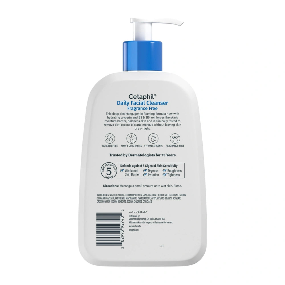 Cetaphil Daily Face Cleanser Fragrance Free - Unscented 16 OZ(Pack of 12)