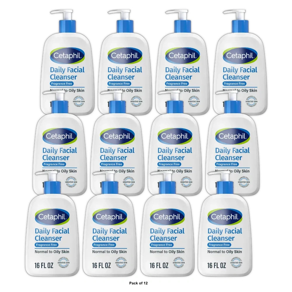 Cetaphil Daily Face Cleanser Fragrance Free - Unscented 16 OZ(Pack of 12)