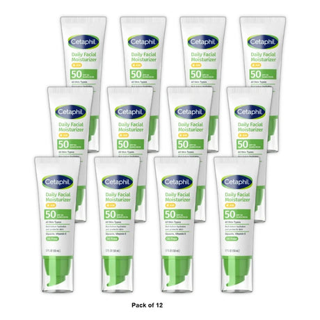 Cetaphil Daily Facial Moisturizer with Sunscreen, SPF 50+, 1.7 fl Oz (Pack (Pack of 12)