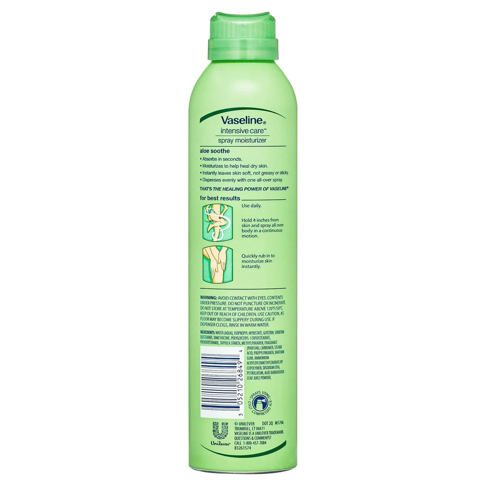 Vaseline Intensive Care Spray Lotion Aloe Soothe 6.5 oz (Pack of 6)