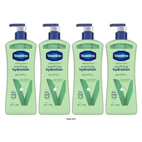 Vaseline Intensive Care Moisturizing Ceramide Body Lotion with Aloe Vera Soothin 20 oz(Pack of 4)