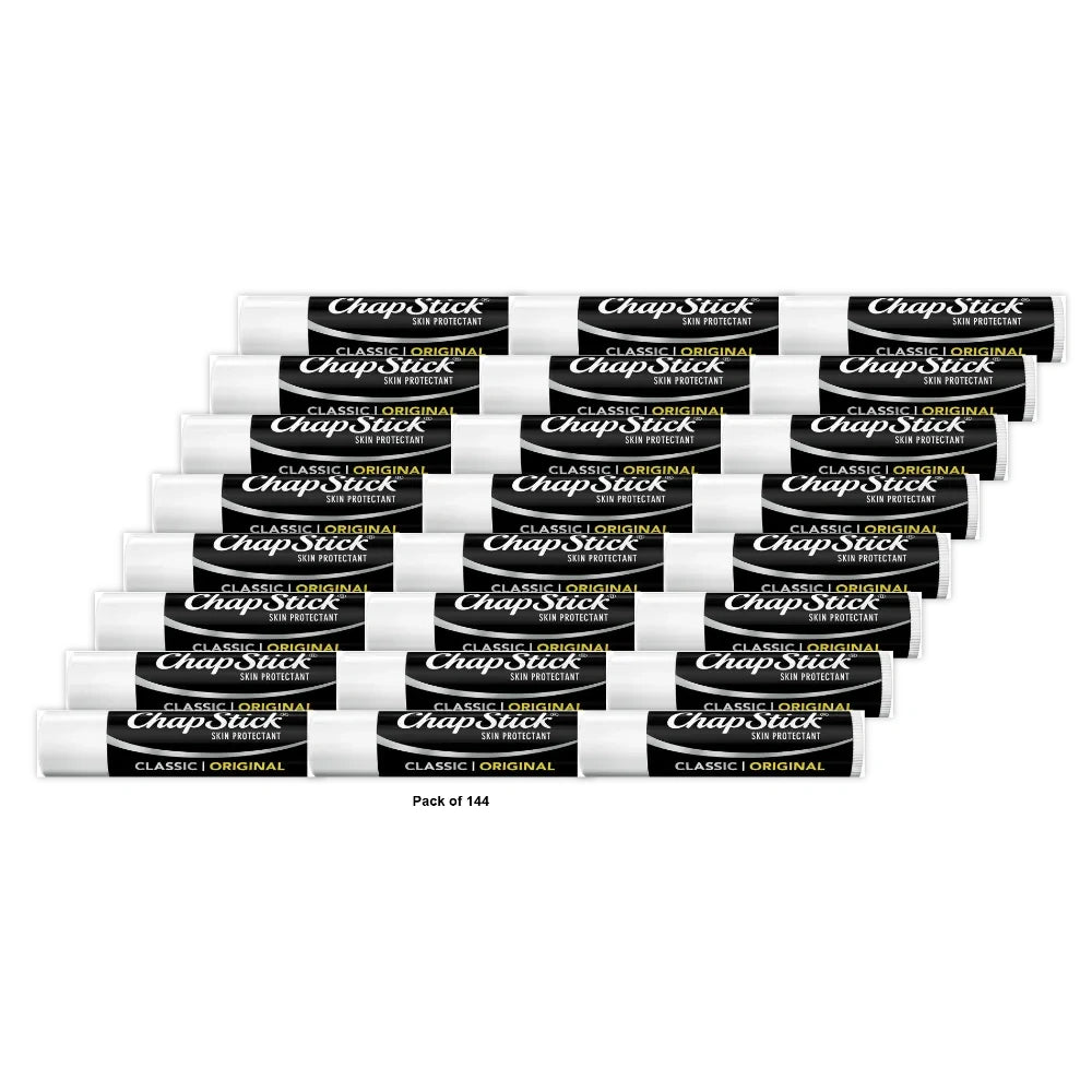 ChapStick Classic Skin Protectant Moisturizing Lip Balm, Original Flavor, 0.15 Oz (Pack of 144)