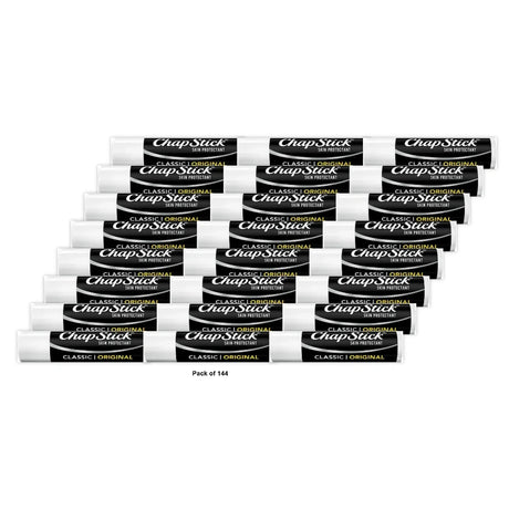 ChapStick Classic Skin Protectant Moisturizing Lip Balm, Original Flavor, 0.15 Oz (Pack of 144)