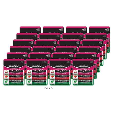 Chapstick Classic Cherry, Spearmint And Strawberry Lip Balm, 3 Pack 0.15 Oz (Pack Of 72)