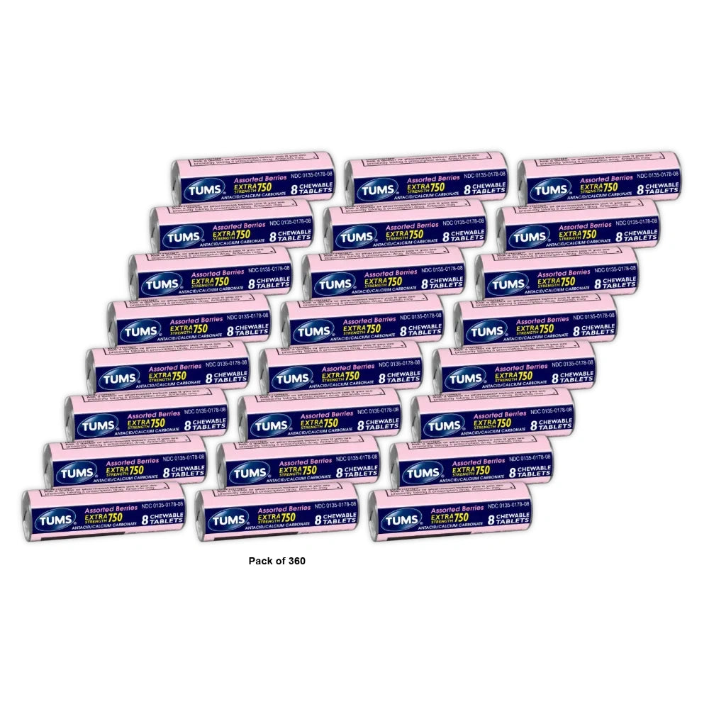 Assorted Fruit Tablets Antacid Calcium Carbonate 8 CT (Pack of 360)
