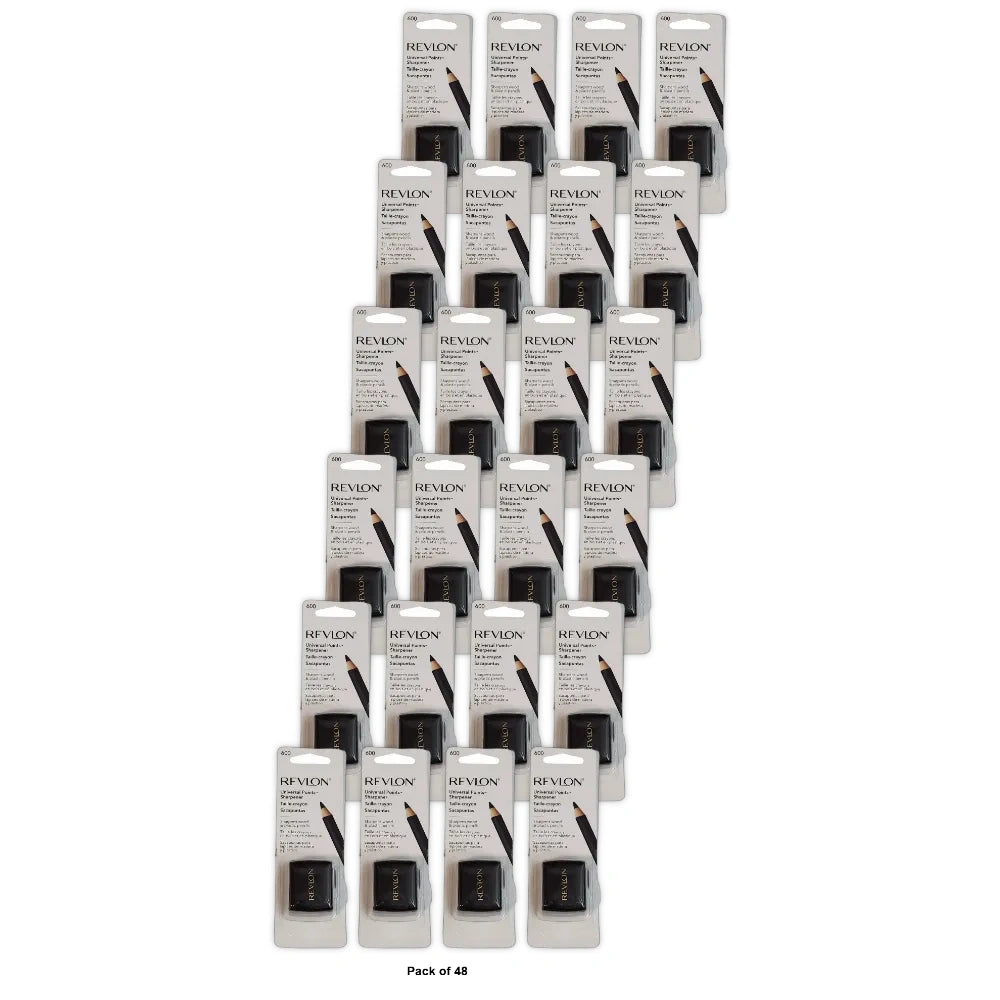 Revlon Universal Points Dual Hole Cosmetic Pencil Sharpener for Eyeliner & Lip Liner Pencils, 1 count 0.64 Oz (Pack of 48)