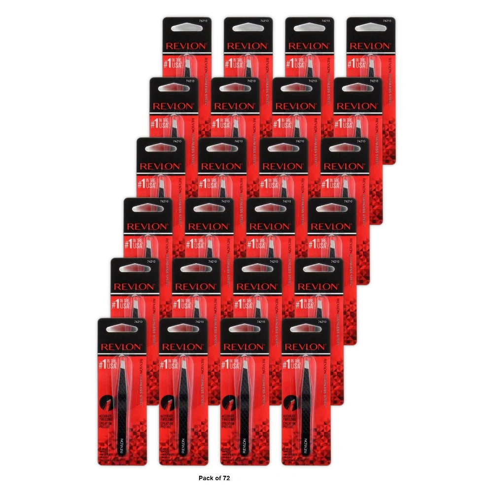 Revlon Expert Made with Stainless Steel, Slant Tip Tweezer 0.64 Oz (Pack of 72)
