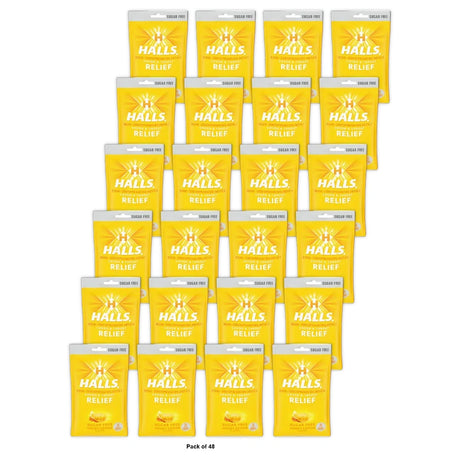 Halls Relief Honey Lemon Sugar Free Cough - 25 Ct (Pack of 48)