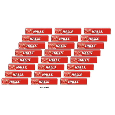 Halls Relief Cherry Cough Suppressant Oral Anesthetic Menthol Drops - 9 Ea (Pack of 480)