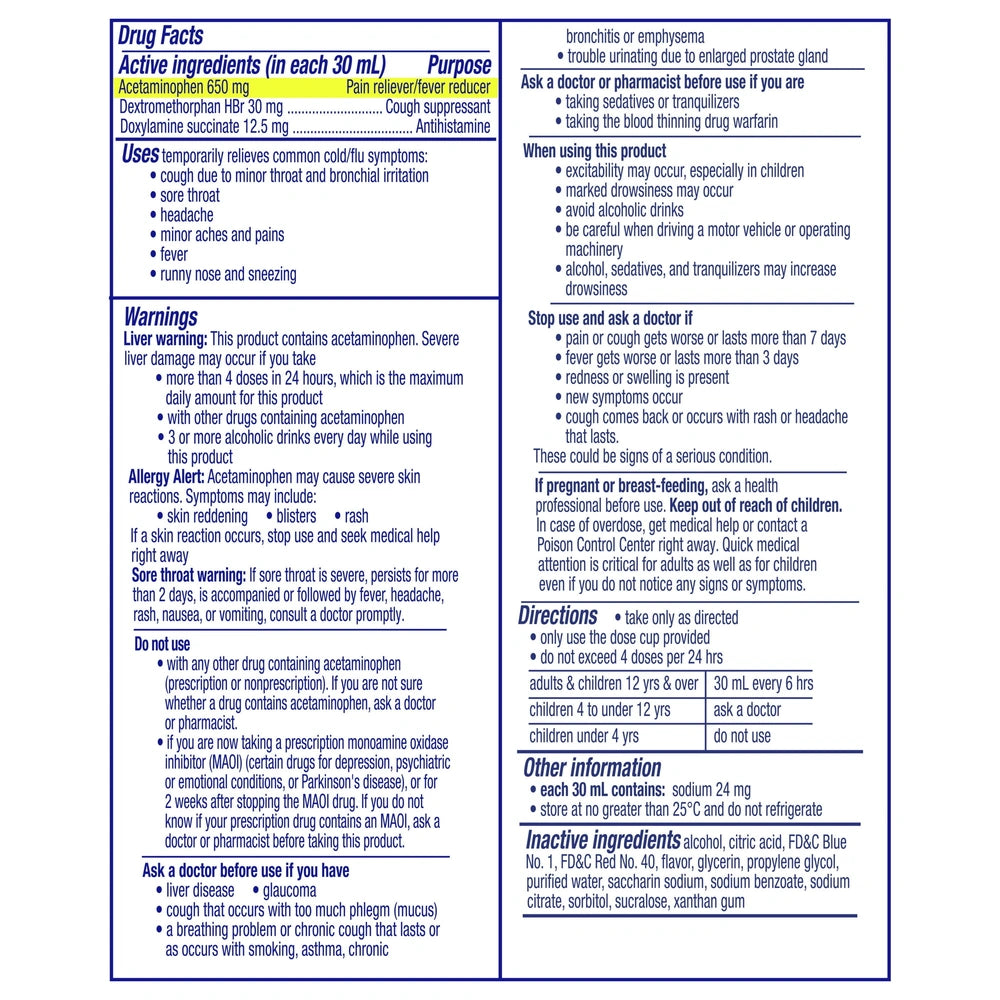 Vicks 44 Nyquil Cold and Flu Relief Liquid, Cherry, 8 fl oz (Pack of 12)