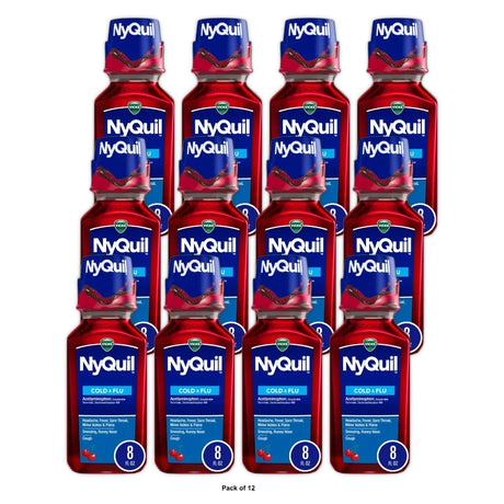 Vicks 44 Nyquil Cold and Flu Relief Liquid, Cherry, 8 fl oz (Pack of 12)