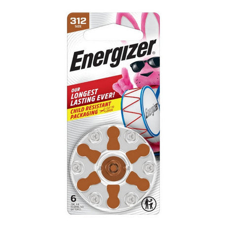 Energizer Hearing Aid Batteries Size 312 (Pack of 60)