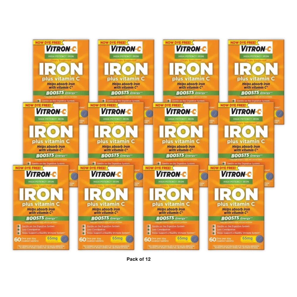 Vitron-C Iron Supplement Immunity Support Iron Supplements with Vitamin C Iron (Pack of 12)