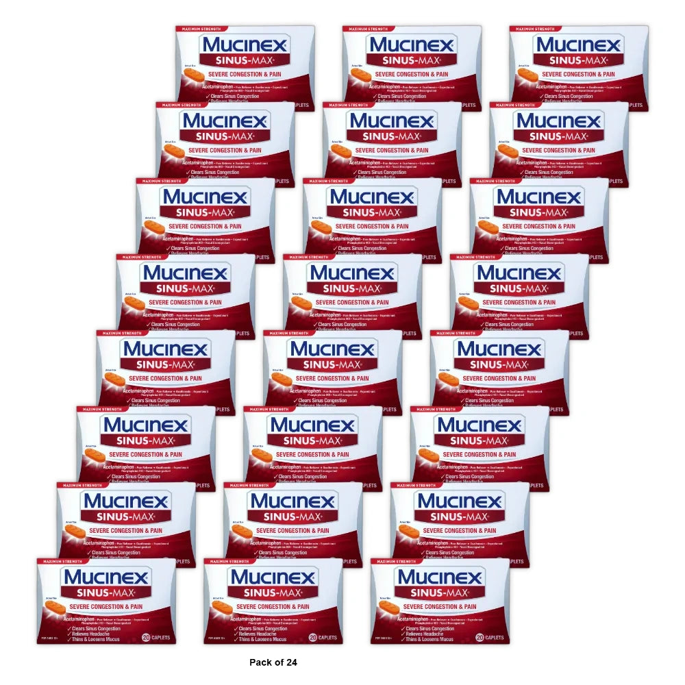Maximum Strength Mucinex Sinus-Max Severe Congestion & Pain Sinus Symptom Relie 0.08 Oz (Pack Of 24)