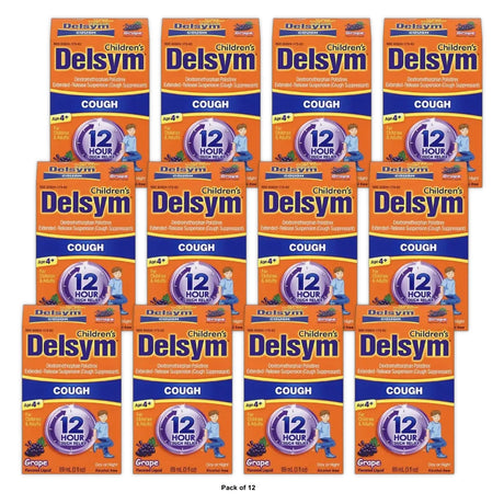 Delsym Cough Suppressant for Children & Adults Grape 3 fl oz(Pack of 12)